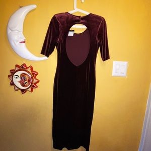 Backless Wine Colored midi dress